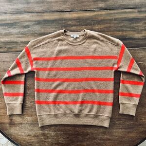 Madewell women’s  Crewneck Sweater in Brown and Red Stripes